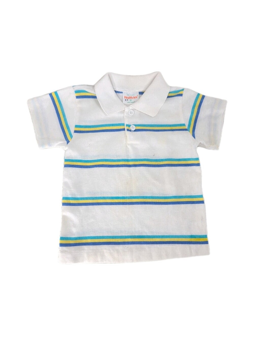 NWOT Vintage 1970s HealthTex 3T Toddler Polo Shirt Knit Stripe Cotton Retro